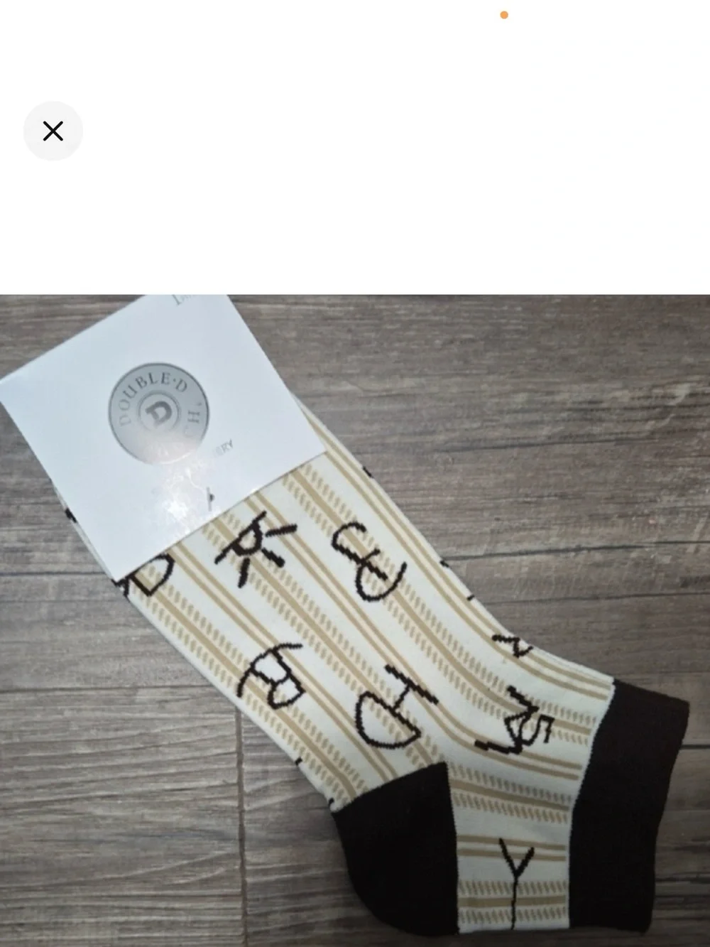 Double D Ranch Cream and Brown Western Motif Ankle Socks